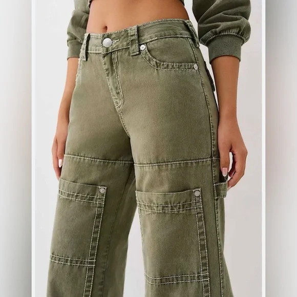 True Religion Bobbi Big T Baggy Carpenter Pant Kalamata 27 - Picture 2 of 8